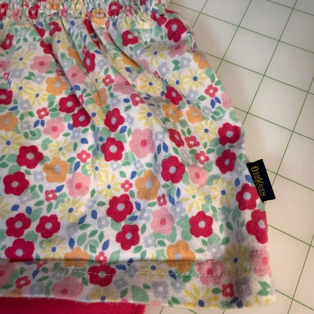 Vintage y2K Oshkosh Bgosh Tie Floral Tank Top Shirts Outfit Set Girls 12 months